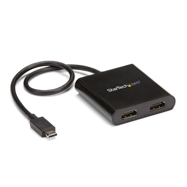 Image of StarTech.com Adattatore USB-C a doppio HDMI, MST Hub USB Tipo C multi monitor, splitter HDMI 4K 30Hz per laptop USB type C, HDR, cavo integrato extra-lungo da 30cm - Solo Windows 074