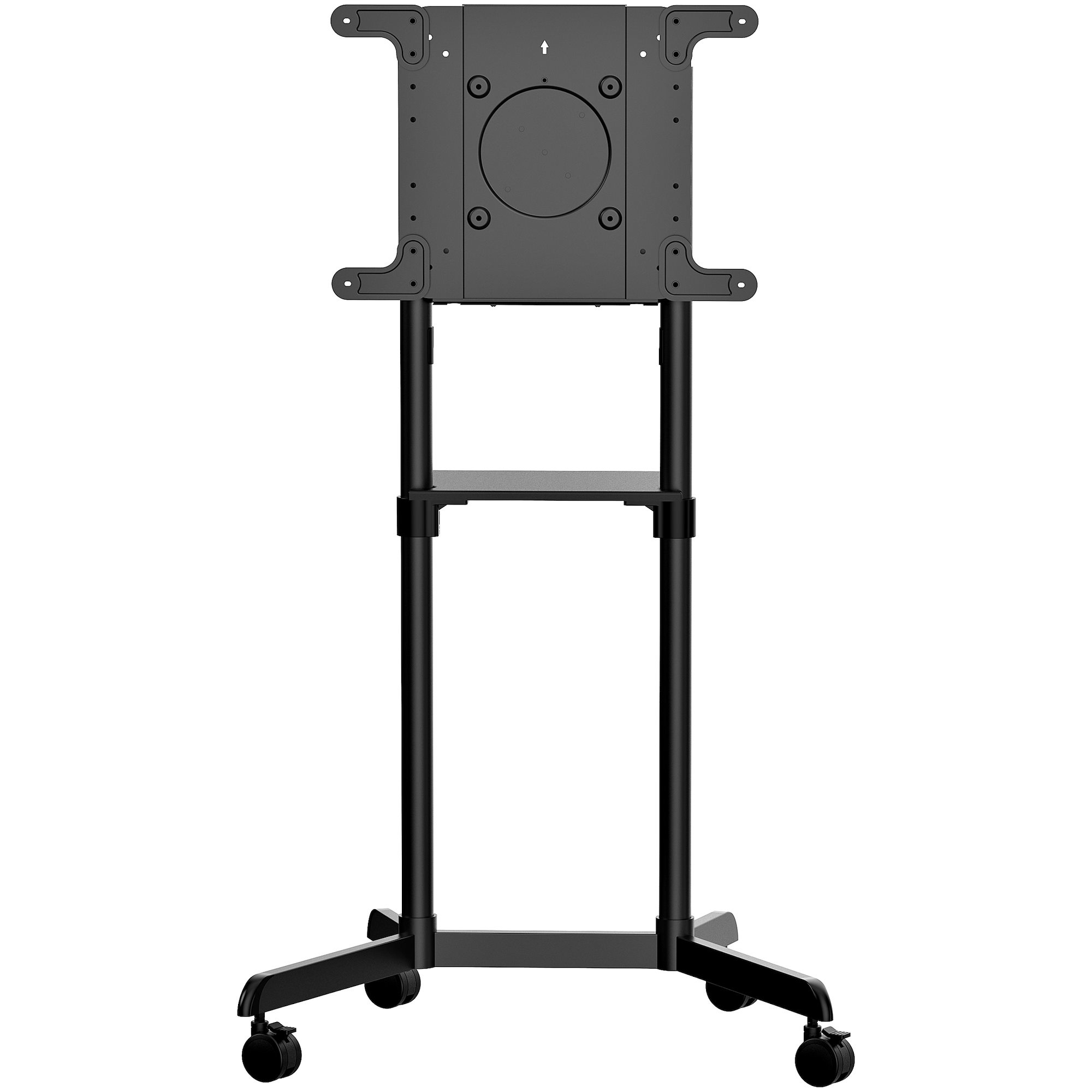 Image of StarTech.com Carrello porta TV con ruote - Supporto TV portatile per schermi VESA da 37-70" (70 kg) - Supporto TV con ripiano e scomparto di appoggio - Schermo girevole/inclinabile - Carrello TV universale su ruote 074