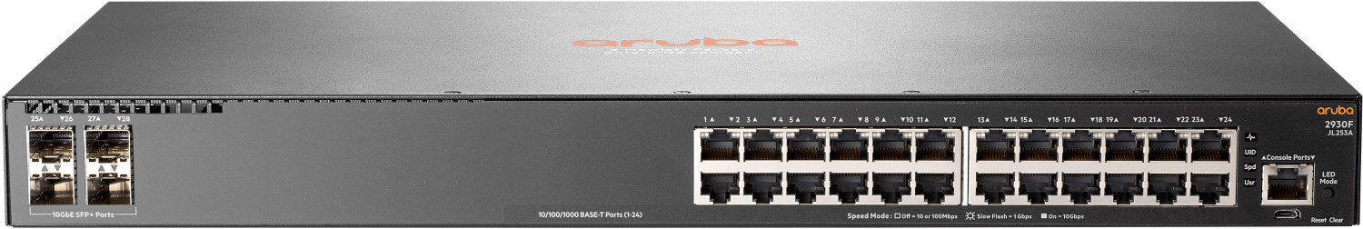 Image of Aruba, a Hewlett Packard Enterprise company Aruba 2930F 24G 4SFP+ Gestito L3 Gigabit Ethernet (10/100/1000) Grigio 1U 074