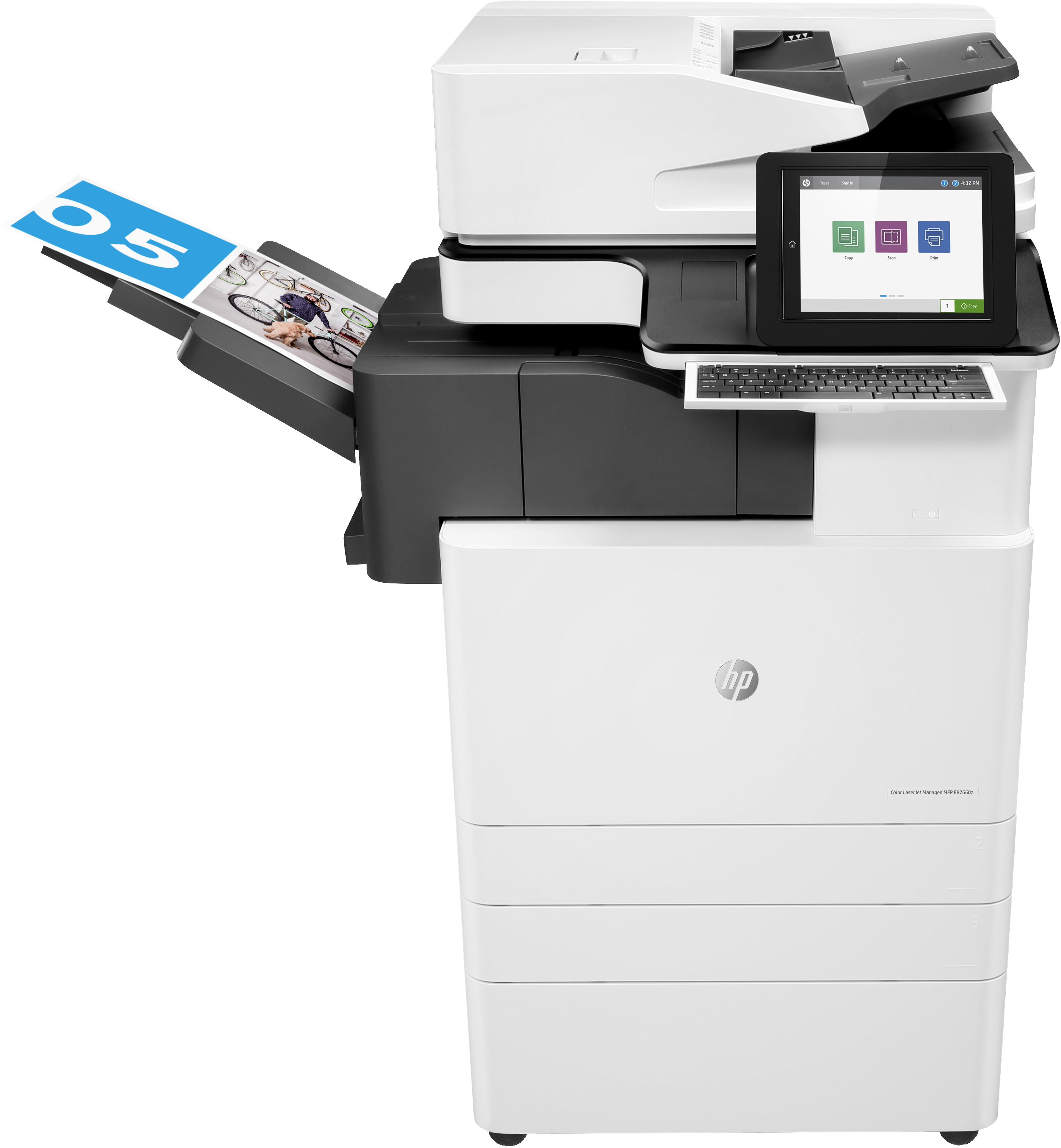 Image of HP Stampante multifunzione Color LaserJet Managed Flow E87660z. Velocità 60 ppm, Stampa, copia, scansione (fax e wireless opzionali) 074