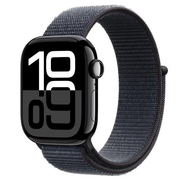 Image of AW S10 GPS 42mm Jet nero Aluminium Case with Ink Sport Loop 074