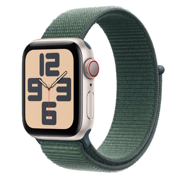 Image of AW SE GPS + Cellular 40mm Starlight Aluminium Case with Lake Verde Sport Loop 074