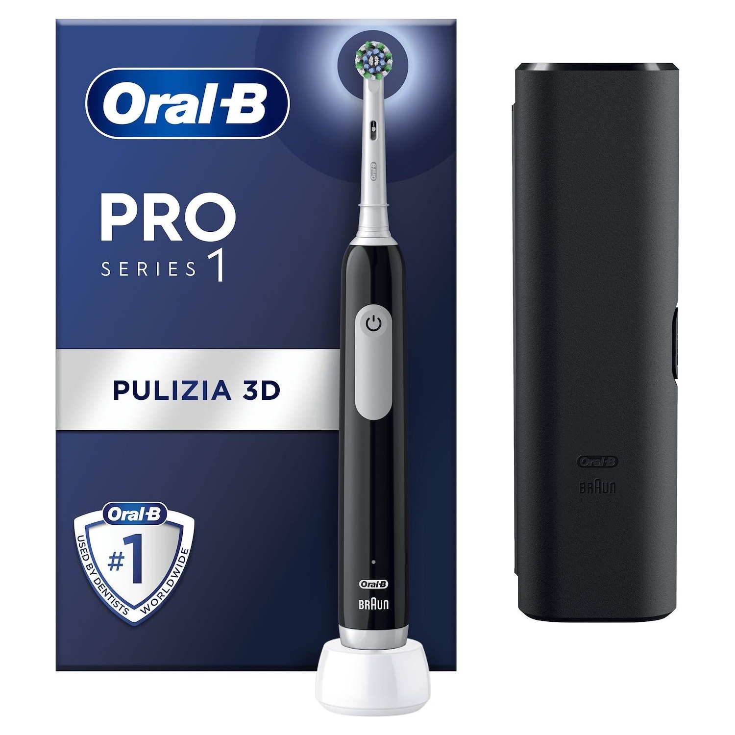 Image of Spazzolino elettrico Oral-B Braun Pro 1 nero nero con custodia da viaggio 074