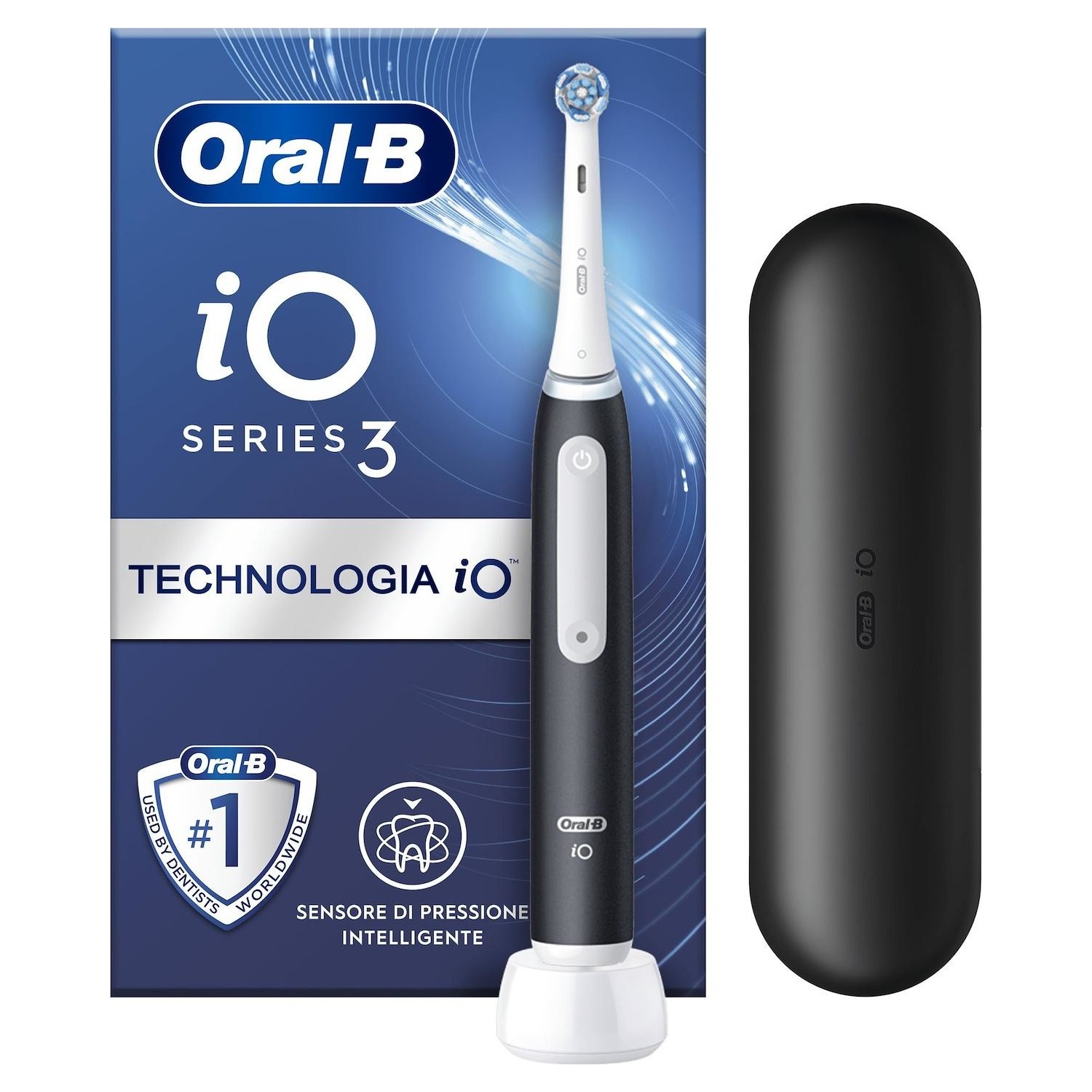 Image of Spazzolino elettrico Oral-B Braun iO 3 nero nero con custodia da viaggio inclusa 074