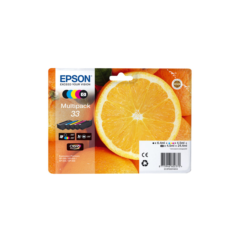 Image of Epson Oranges Multipack 5-colours 33 Claria Premium Ink 074