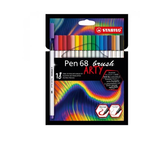 Image of STABILO Pen 68 brush ARTY marcatore Colori assortiti 18 pz 074