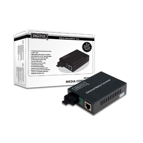 Image of MEDIA CONVERTER DIGITUS 10/100/1000 GIGABIT MEDIA CONVERTER RJ45 - FIBRA OTTICA ST 1000Base-SX - DN82110 074