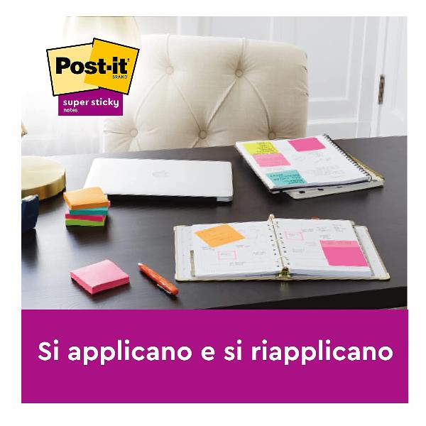 Image of Foglietti riposizionabili Super Sticky Notes Post-it� Giallo Canary 76x127 mm - 12 blocchetti da 90 ff - 7100290175 074