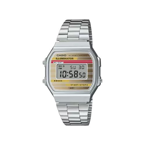 Image of Orologio Casio A168WEHA 9AEF ICONIC Iconic argento e oro 074