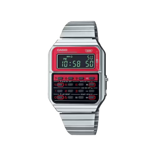 Image of Orologio Casio CA 500WE 4BEF VINTAGE rosso e argento 074