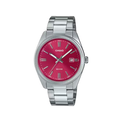 Image of Orologio Casio MTP 1302PD 4AVEF TIMELESS rosso e argento 074