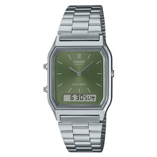 Image of Orologio Casio AQ 230A 3AMQYES VINTAGE argento e Verde 074