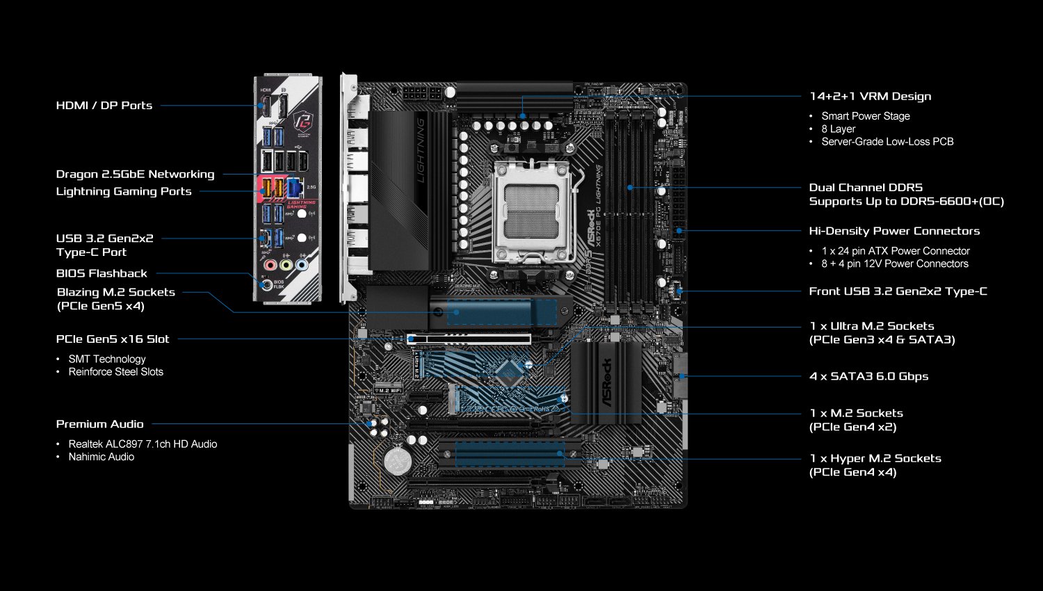 Image of MB Asrock AM5 X670E PG LIGHTNING 4*DDR5 4*SATA3 ATX 074