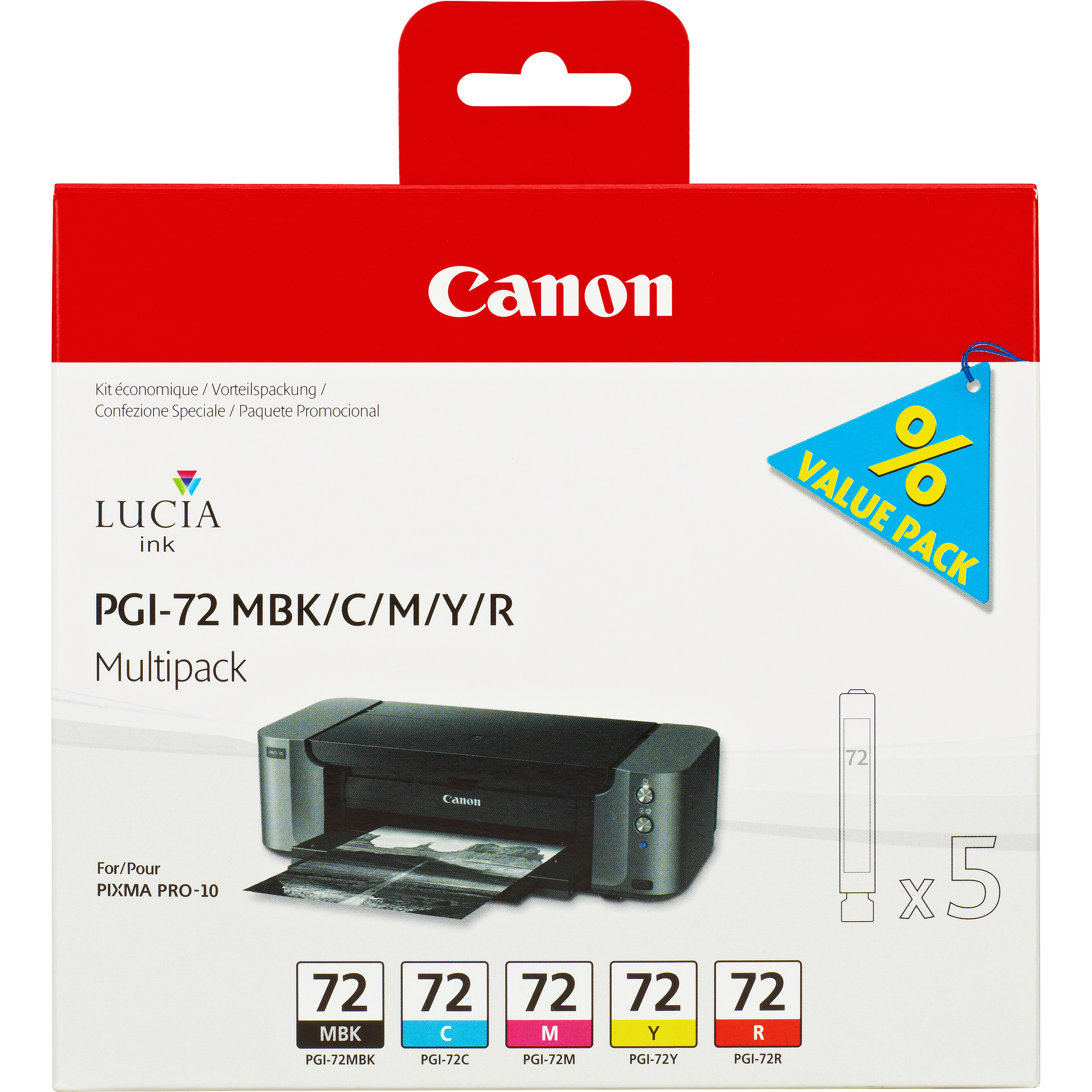 Image of Canon 5 Cartucce Inkjet Multipack PGI-72 MBK/C/M/Y/R