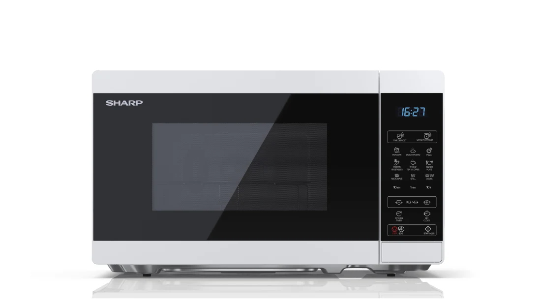 Image of Sharp YC-MG02E-W forno a microonde Blu, Bianco Superficie piana 20 L 800 W 074