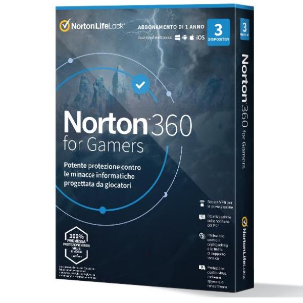 Image of Norton 360 for Gamers 2024 | Antivirus per 3 Dispositivi | Licenza di 1 anno | PC, Mac, tablet e smartphone 074