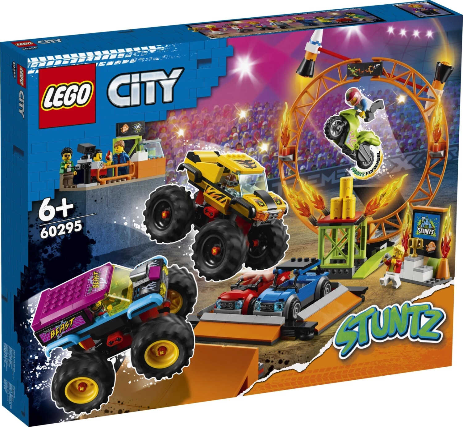 Image of LEGO City 60295 Stuntz Arena dello Stunt Show, Set con 2 Monster Truck Giocattolo, 2 Automobiline, Moto Giocattolo 074