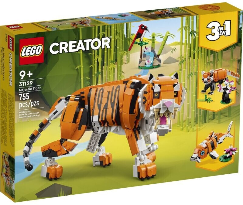 Image of LEGO Creator 31129 3 in 1 Tigre Maestosa, si Trasforma in Panda o Pesce, Giocattolo Creativo con Animali, Regalo 9+ Anni 074