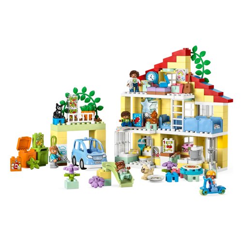 Image of LEGO DUPLO 10994 Casetta 3 in 1, Casa delle Bambole, Auto Push-and-Go, 7 Figure e Mattoncino Luminoso per Bambini da 3+ Anni 074