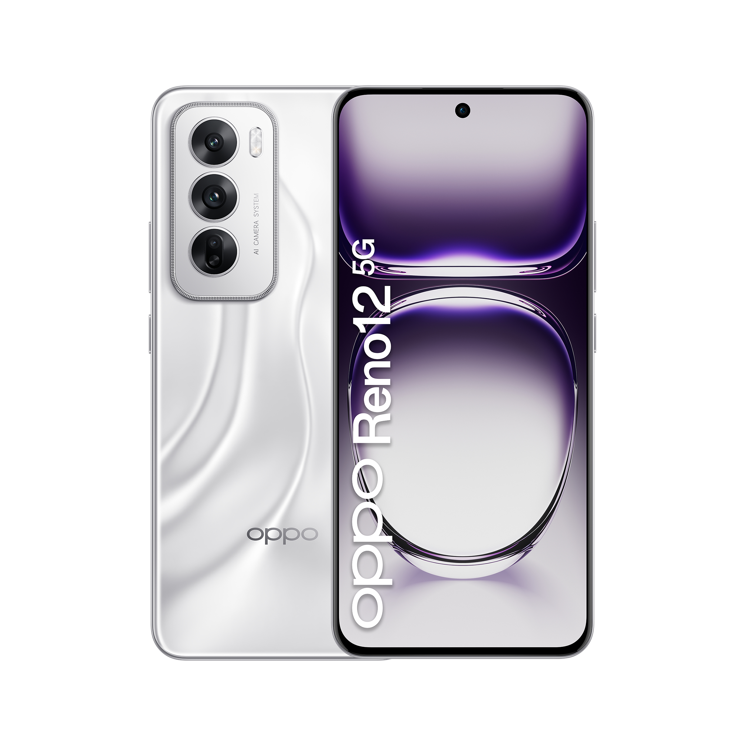 Image of OPPO Reno12 5G AI Smartphone, Tripla fotocamera 50+8+2MP, Selfie 32MP, Display 6.7” 120HZ AMOLED FHD+, 5000mAh, RAM 12GB(Esp4GB/8GB/12GB)+ROM 256GB, [Versione Italia], Astro argento
