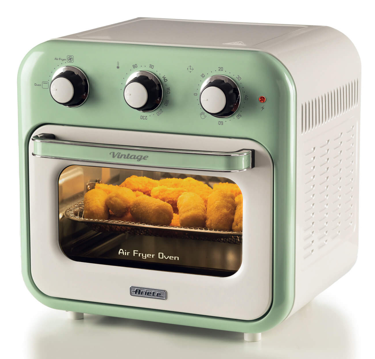 Image of Ariete 4632 Friggitrice ad aria e forno Vintage, 1400W, 2in1, Capacità 16L, Accessori inclusi, Timer 60 minuti, Doppio vetro, Verde 074