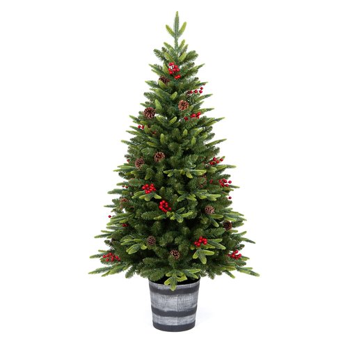 Image of Albero Natale Amicasa 008713 Vaso pigne e bacche Verde 074