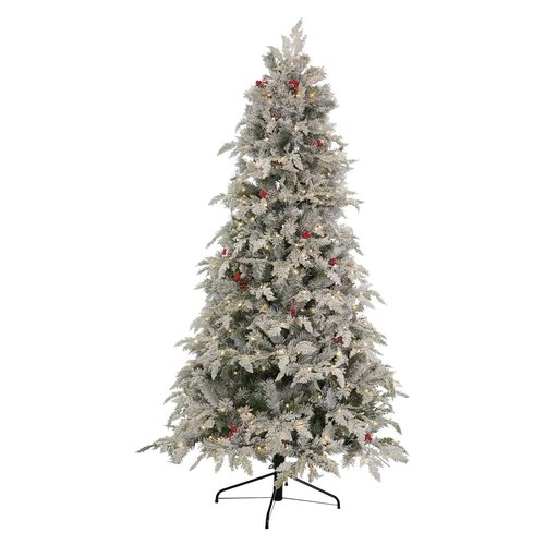 Image of Albero Natale Amicasa SOLE Con 500 luci led pigne, bacche Verde inneva 074