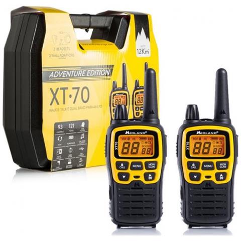 Image of Midland XT70 Adventure ricetrasmittente 93 canali 433.075 - 446.09375 MHz Nero, Giallo 074