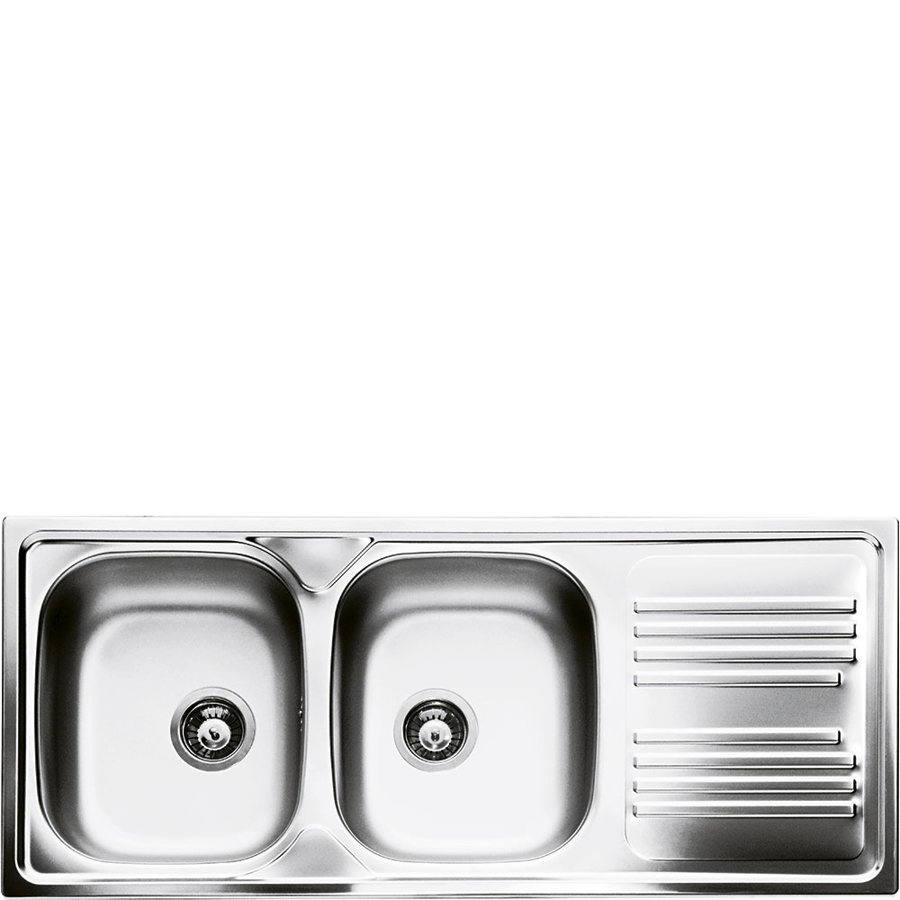 Image of SMEG LAVELLO INOX DUE VASCHE GOCCIOLATOIO A DESTRA LYP116D 074