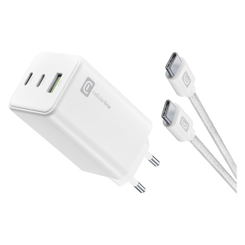 Image of Cellularline Multipower 100W Kit - Smartphone, tablet e laptop Caricabatterie da rete USB-C 100W con cavo USB-C to USB-C 074