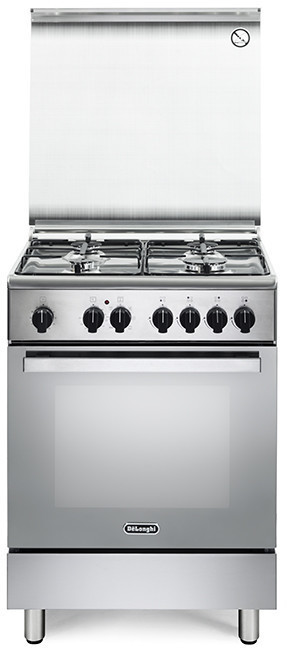 Image of De Longhi Cucina Elettrica DMX-64 4 Fuochi a Gas Forno Elettrico Multifunzione Ventilato Classe A Dimensioni 60 x 60 cm Colore Inox 074