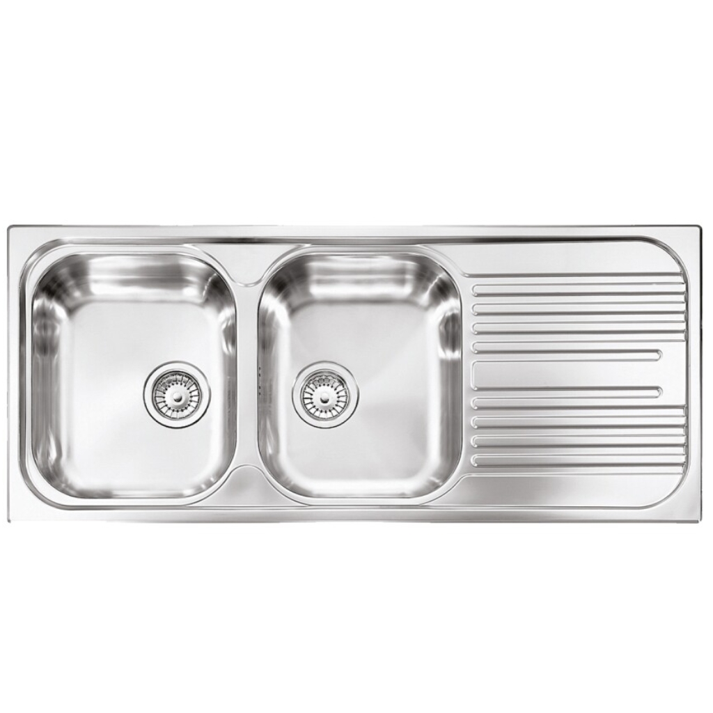 Image of Plados Telma TL11621 Universal Lavello cm. 116 x 50 - inox 2 vasche sx + Gocciolatoio dx 074