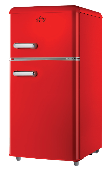 Image of DCG FRIGO DOPPIA PORTA LINEA RETRO 100LT E ROSSO MF100RCDP 074