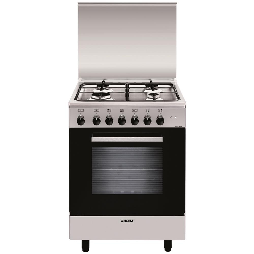 Image of GLEM GAS Cucina Elettrica A654MI6 4 Fuochi Gas Forno Elettrico Classe A Dimensioni 60x50 Colore Inox Serie Alpha 074