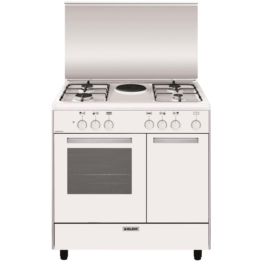 Image of GLEM GAS Cucina Elettrica AR856EX 5 Fuochi Forno Elettrico Classe A Dimensioni 80x50 Colore Bianco Serie Alpha 074