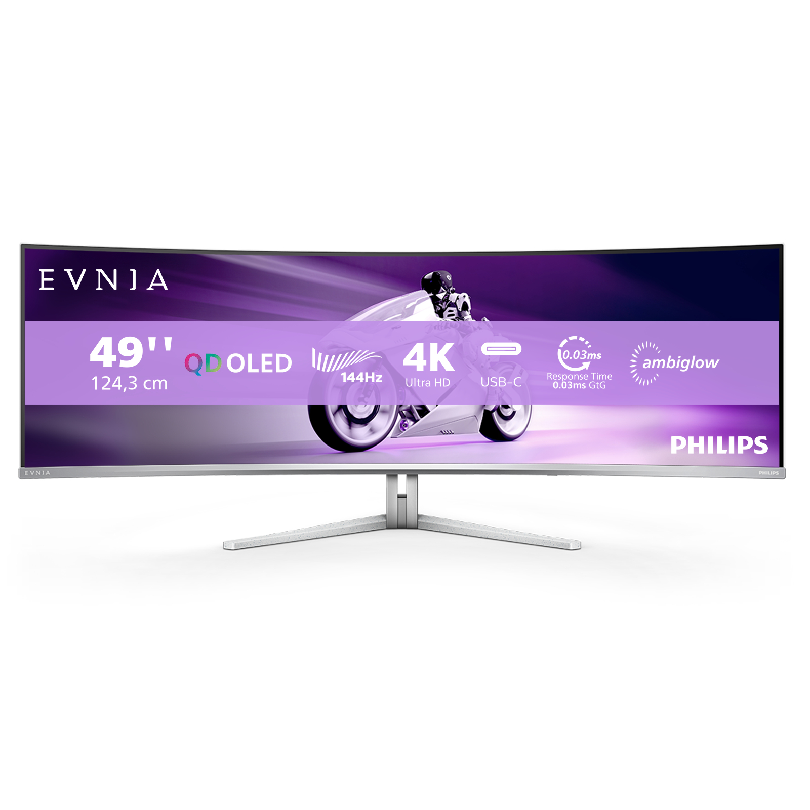 Image of Philips Evnia 8000 49M2C8900L/00 Monitor PC 124,2 cm (48.9") 5120 x 1440 Pixel Dual QHD QDOLED Bianco