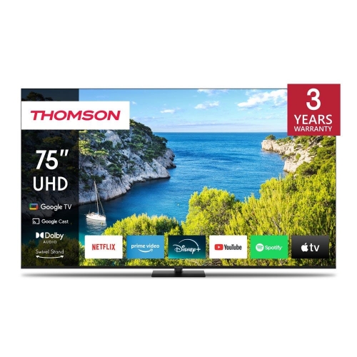 Image of TV THOMSON LED 75 75UG5C14 SMART GOOGLE TV DVB-T2/S2 UHD CI+ 3XHDMI 2XUSB - CENTRAL STAND - TELECOMANDO RETRO ILLUMINATO VESA 074