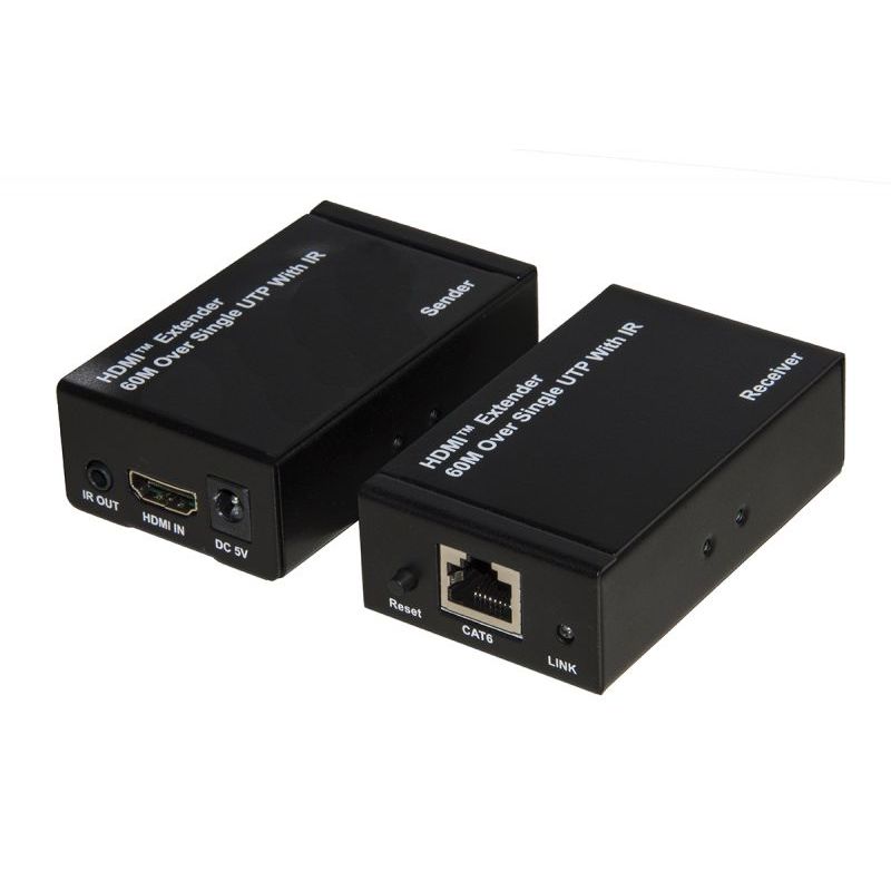 EXTENDER HDMI PRESA MURO CON MASCHERINA 60MT SINGOLO CAVO UTP cat5e/6,3D  CON IR - Forniture Elettroniche Trentine snc