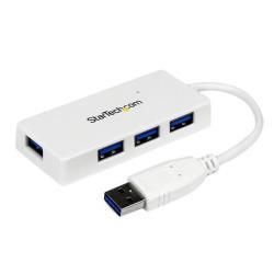 Image of StarTech.com Hub portatile mini USB 3.0 SuperSpeed a 4 porte - Perno e concentratore per Ultrabook USB 3.0 con cavo integrato - Bianco 074