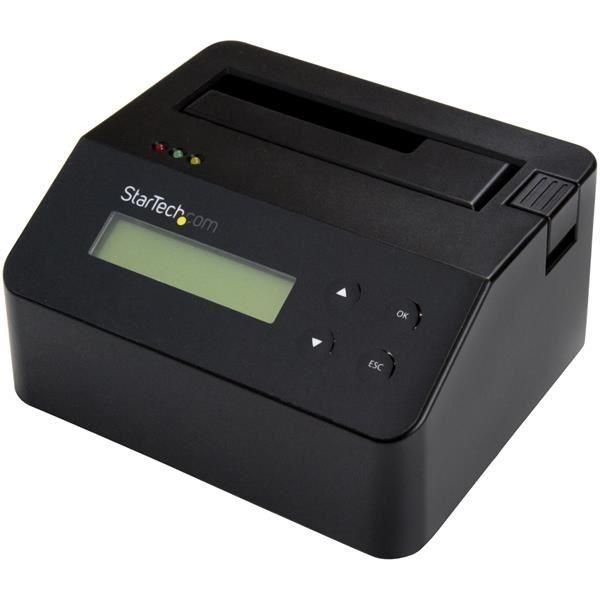 Image of StarTech.com Docking Station per Hard Disk a Singolo Slot - Dock USB 3.0 Standalone con funzione Eraser/Sanificazione per HDD/SSD SATA III, 9 Modalità di Cancellazione, 4Kn, Display LCD, Porta Stampante DB-9, TAA 074