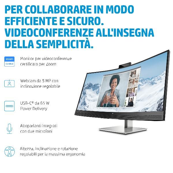 Image of HP Monitor per video conferenze con schermo curvo E34m G4 USB-C WQHD 074