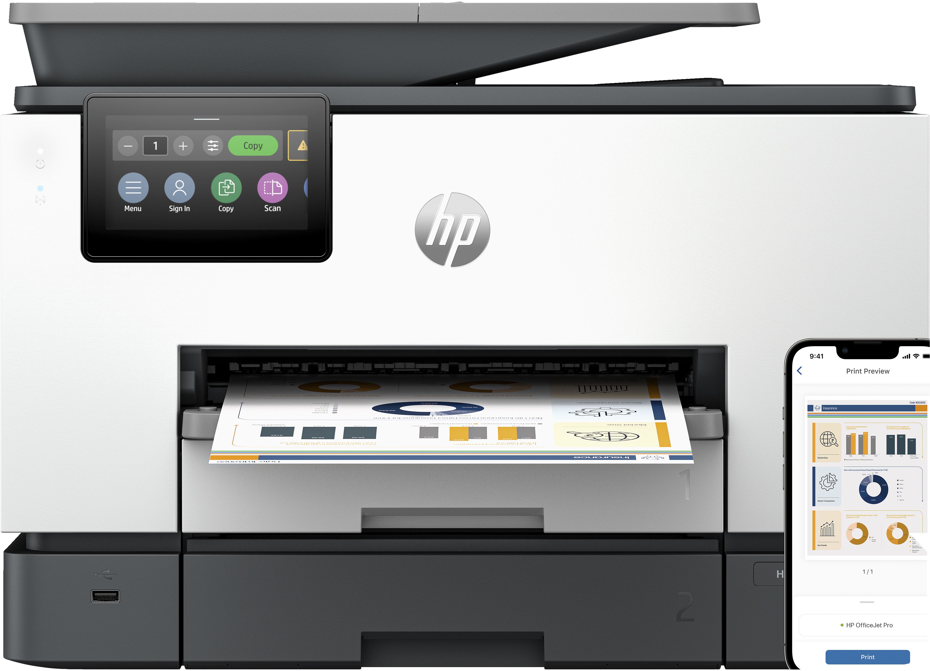 Image of HP OfficeJet Pro Stampante multifunzione 9130b 074