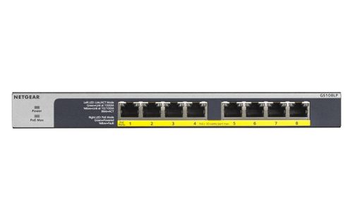 Image of NETGEAR GS108LP Non gestito Gigabit Ethernet (10/100/1000) Supporto Power over Ethernet (PoE) 1U Nero, Grigio 074