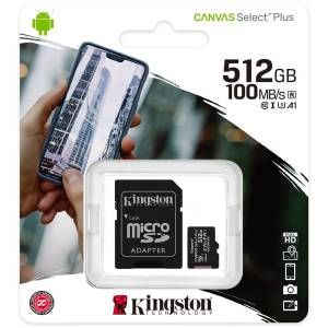 Image of Kingston Technology Scheda micSDXC Canvas Select Plus 100R A1 C10 da 512GB + adattatore 074