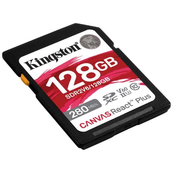 Image of Kingston Technology 128GB Canvas React Plus SDXC UHS-II 280R/100W U3 V60 for Full HD/4K 074