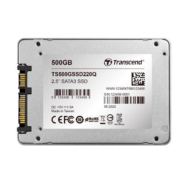 Image of TS500GSSD220Q Capacit�:500 GB Interfaccia:SATA III Formato:2,5 Velocit� Scrittura:500 MB/s Velocit� Lettura:550 MB/s 074