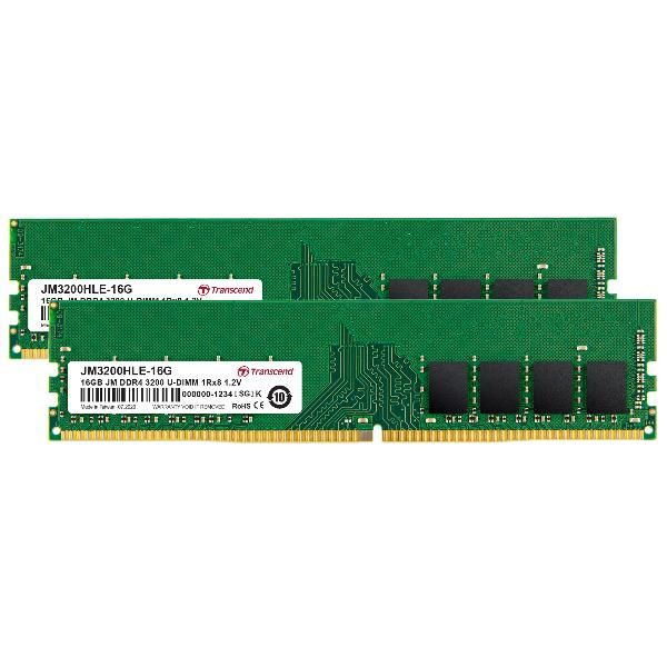 Image of TRANSCEND RAM 32GB KIT JM DDR4 3200 U-DIMM 1Rx8 2Gx8 CL22 1.2V 074