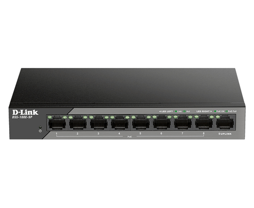 Image of D-Link DSS-100E-9P switch di rete Non gestito Fast Ethernet (10/100) Supporto Power over Ethernet (PoE) Nero 074