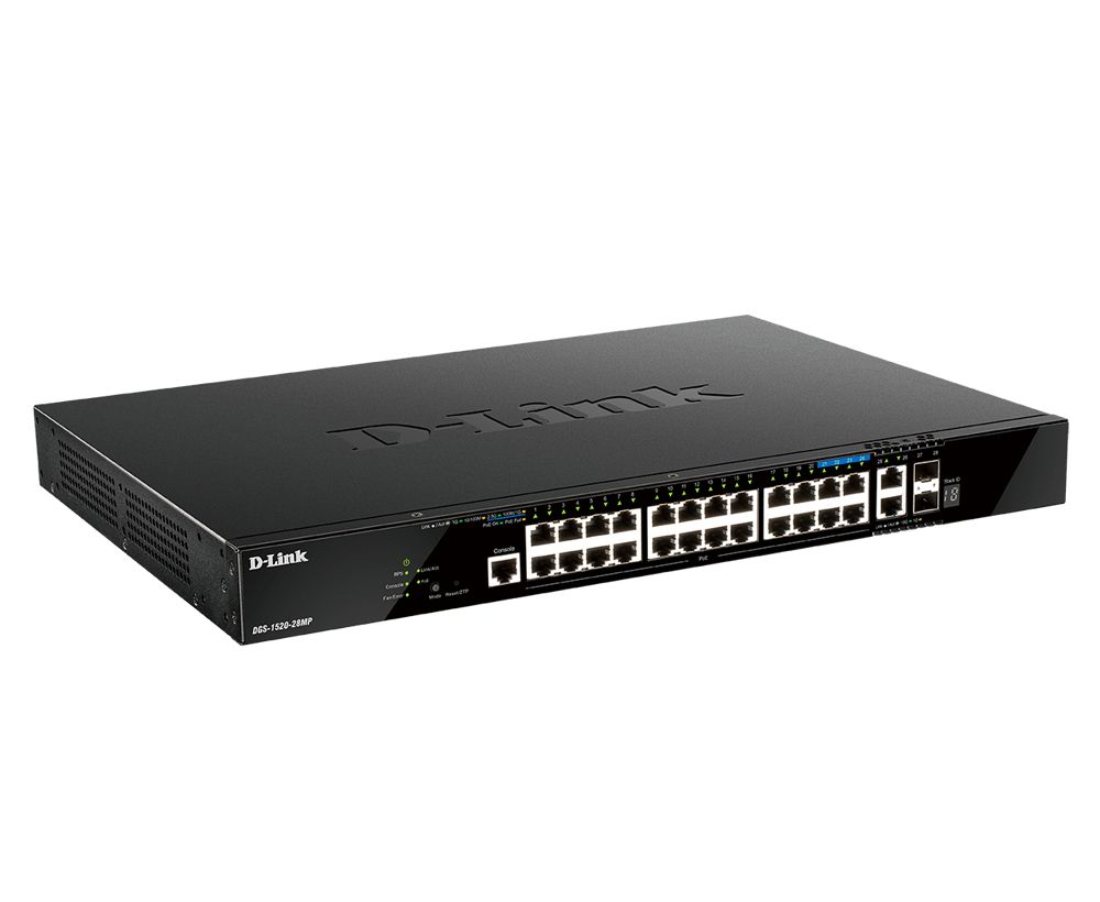 Image of D-Link DGS-1520-28MP switch di rete Gestito L3 Gigabit Ethernet (10/100/1000) Supporto Power over Ethernet (PoE) 1U Nero 074