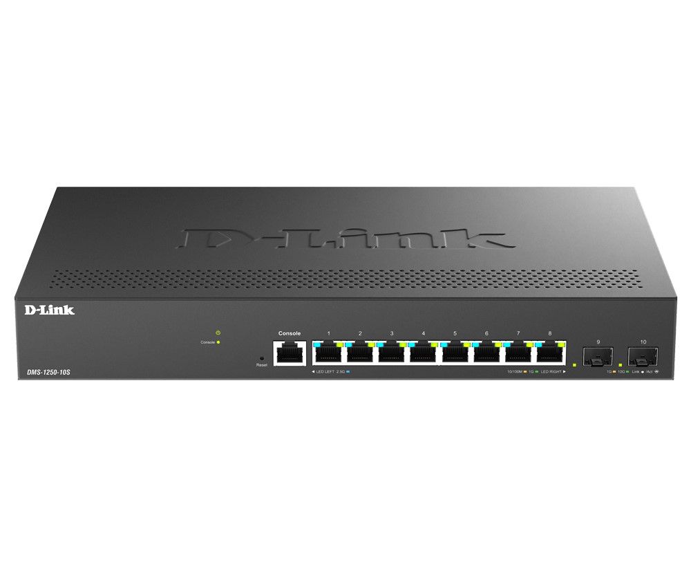 Image of D-LINK SWITCH 10-PORT MULTI-GIGABIT SMART MANAGED SWITCH INCLUDING 8 MULTI-GIGABIT 2.5G AND 2 10G SF 074